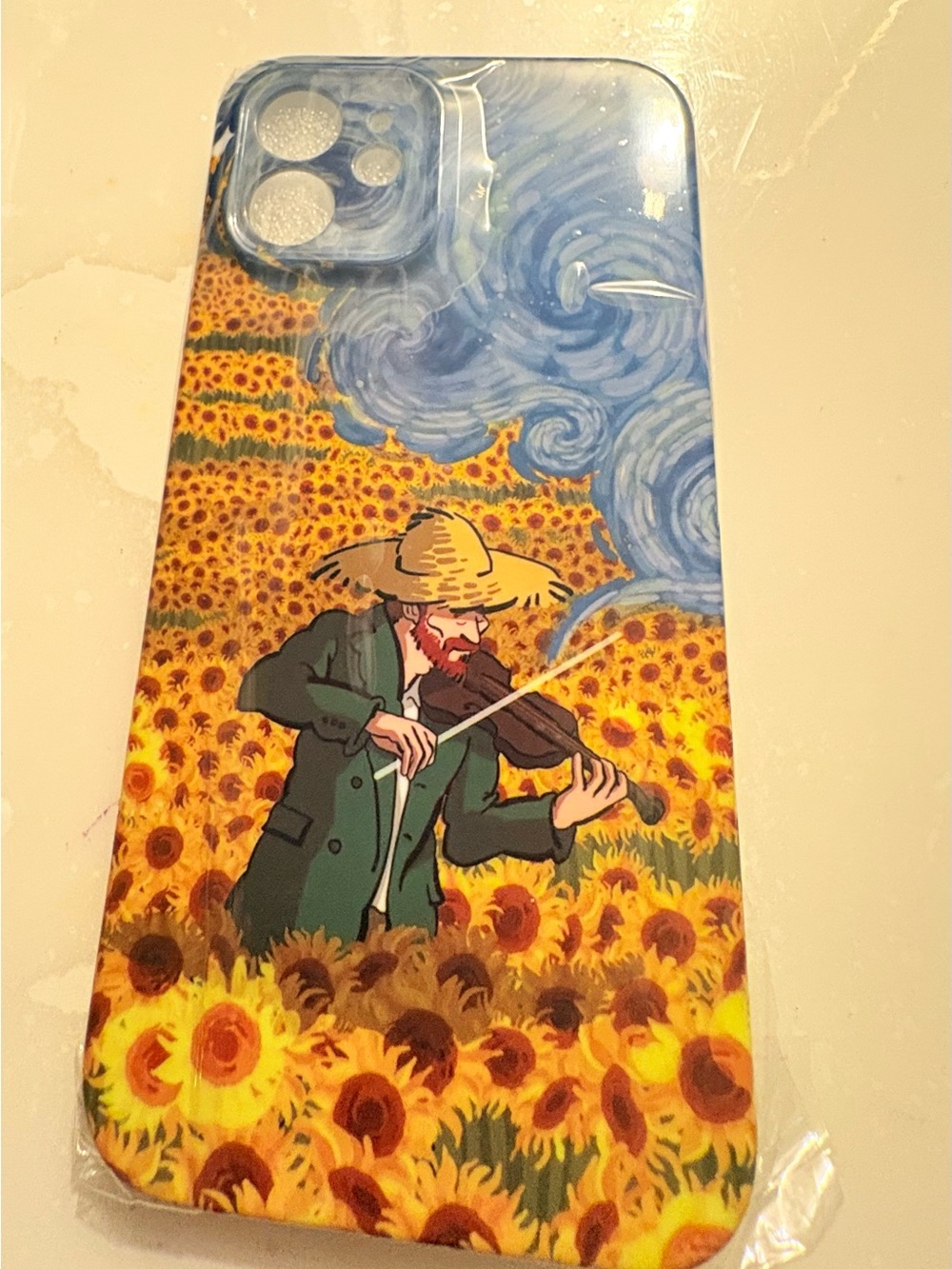 Sunflower Violinist Decorative Phone Case - Compatible iPhone 12 Yellow Blue